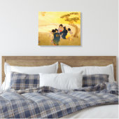 Japanische Kinder, die Drachen fliegen - Bertha Lu Leinwanddruck (Insitu (Schlafzimmer))