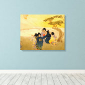 Japanische Kinder, die Drachen fliegen - Bertha Lu Leinwanddruck (Insitu (Holzboden))