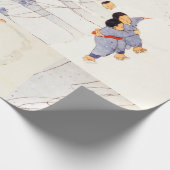 Japanische Kinder rollen große Schneebälle Geschenkpapier (Ecke)