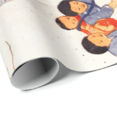 Japanische Kinder rollen große Schneebälle Geschenkpapier (Rolleneckpunkt)