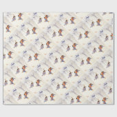 Japanische Kinder rollen große Schneebälle Geschenkpapier (Flach)