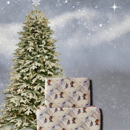 Japanische Kinder rollen große Schneebälle Geschenkpapier