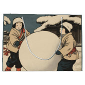 Japanische Kinder rollen große Schneebälle Geschenktüte (Rückseite)