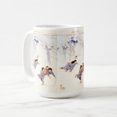 Japanische Kinder rollen große Schneebälle Kaffeetasse (Vorderseite Links)