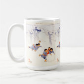 Japanische Kinder rollen große Schneebälle Kaffeetasse (Links)