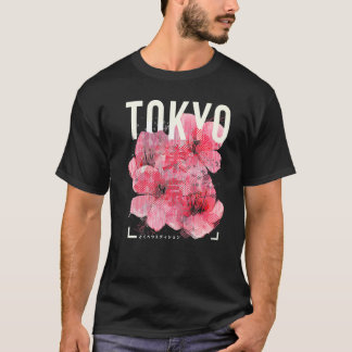 Japanische Kirschblossom-Artwork Tokyo Japan Aesth T-Shirt