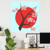 Japanische Kirschblüte Sakura Zweig Blumenposter Poster (Heimbüro)