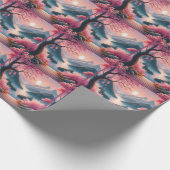 Japanische Kirschblüten Bergwald Landschaft Geschenkpapier (Ecke)