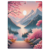 Japanische Kirschblüten Bergwald Landschaft Klemmbrett (Rückseite)