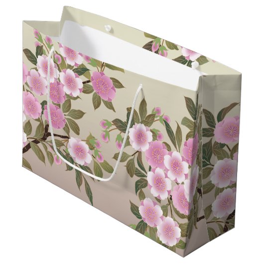 Japanische Kirschblüten Große Geschenktüte (Vorderseite Schrägansicht)