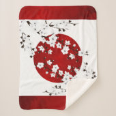 Japanische Kirschblüten Rot Schwarz-weiß Sherpadecke (Vorderseite)