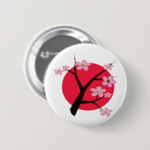 Japanische Kirschblüten-Tätowierung Button (Vorne & Hinten)
