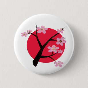 Japanische Kirschblüten-Tätowierung Button