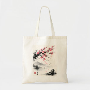 Japanische Kirschblüten-Tuschemalerei - Zen Tragetasche