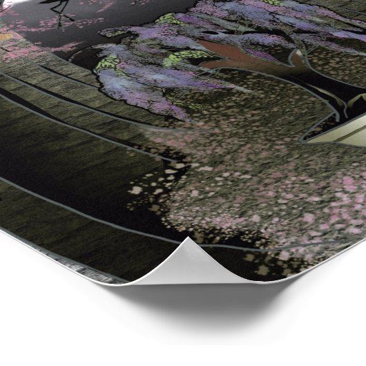 Japanische Kirschblütenszene Poster (Ecke)