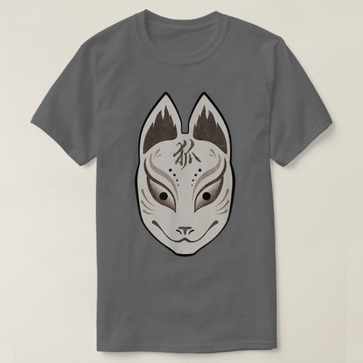 Japanische Kitsune-Maske für Geist T-Shirt (Design vorne)