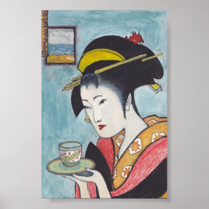 Japanische Klassik Geisha Lady Art Poster