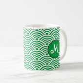 Japanische Klassik Wave Muster mit Monogramm Kaffeetasse (VorderseiteRechts)