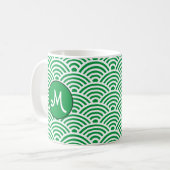 Japanische Klassik Wave Muster mit Monogramm Kaffeetasse (Vorderseite Links)
