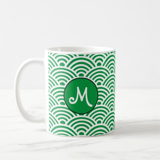Japanische Klassik Wave Muster mit Monogramm Kaffeetasse (Links)