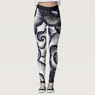 JAPANISCHE KLOUD PATTER SCHWARZ UND WEISSE LEGGING LEGGINGS