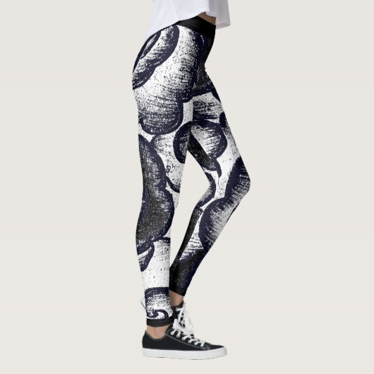 JAPANISCHE KLOUD PATTER SCHWARZ UND WEISSE LEGGING LEGGINGS (Rechts)