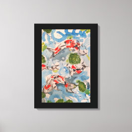 Japanische Koi Aquarell Print Leinwand 18x24