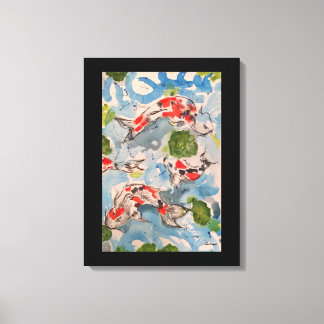 Japanische Koi Aquarell Print Leinwand 18x24