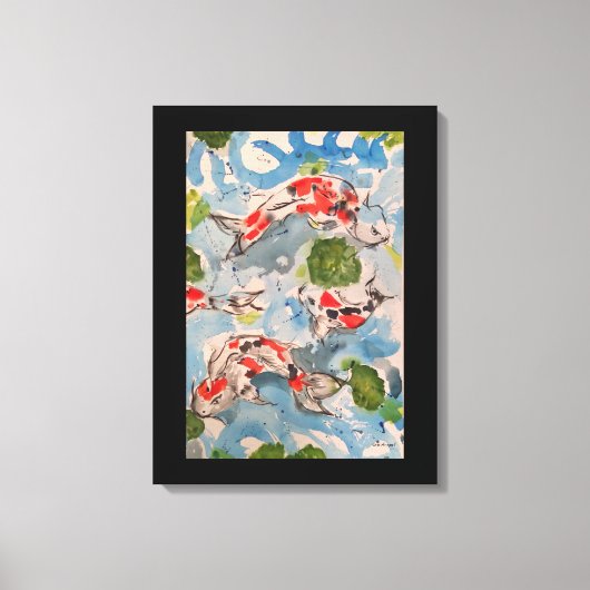 Japanische Koi Aquarell Print Leinwand 18x24 (Vorderseite)