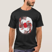 Japanische Koi Carp Japan Flag & Yin Yang Inspirie T-Shirt (Vorderseite)