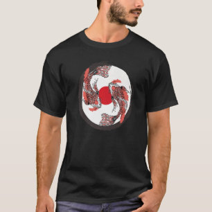 Japanische Koi Carp Japan Flag & Yin Yang Inspirie T-Shirt
