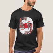 Japanische Koi Carp Japan Flag & Yin Yang Inspirie T-Shirt (Vorderseite)