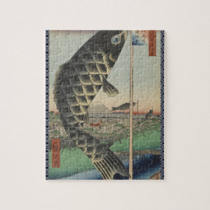 Japanische Koi-Fisch-Festflagge Antik Puzzle