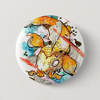 Japanische koi Fische, Aquarellkunst, Wasserkunst Button