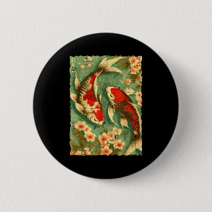 Japanische Koi-Fische Kirschblüten Sakura Kunst Mä Button