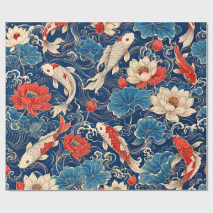 Japanische Koi-Fische & Lotus Nahtloses Muster T Geschenkpapier