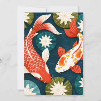 Japanische Koi-Fische Lotusblumen Zen-Garten Feiertagskarte