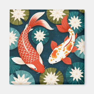 Japanische Koi-Fische Lotusblumen Zen-Garten Magnet