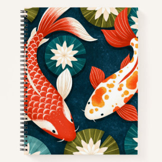 Japanische Koi-Fische Lotusblumen Zen-Garten Notizblock