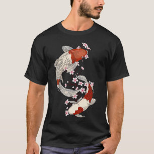Japanische Koi-Fische mit Sakura-Blumen-Kunst T-Shirt