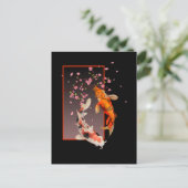 Japanische Koi Fische und Blume Postkarte (Stehend Vorderseite)