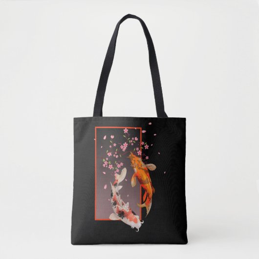 Japanische Koi Fische und Blume Tasche (Vorderseite)