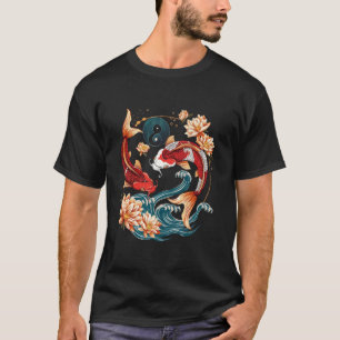 Japanische Koi-Fische Vintage-Lotusblumen T-Shirt
