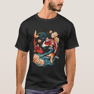 Japanische Koi-Fische Vintage-Lotusblumen T-Shirt