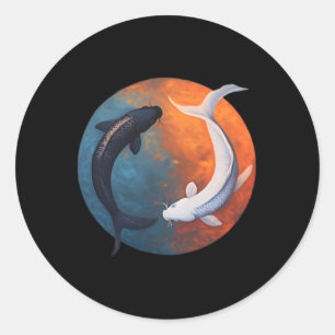 Japanische Koi-Fische Yin und Yang Männer Frauen F Runder Aufkleber
