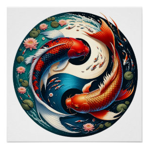 Japanische Koi-Fische Yin Yang Poster