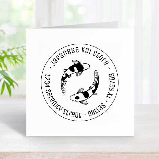 Japanische Koi Fish Business Round Address 3 Gummistempel