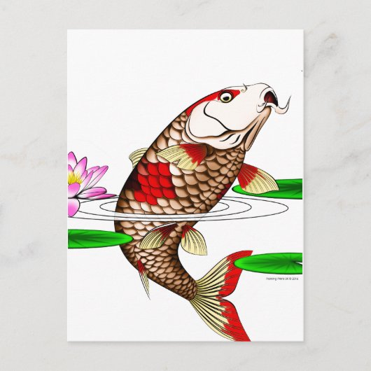 Japanische Koi Fish Carp Water Lily Postkarte (Vorderseite)