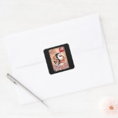 Japanische Koi Fish Cherry Blossom Carp Blume Quadratischer Aufkleber (Umschlag)