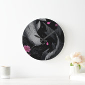 Japanische Koi Fish Dunkle Mode Große Wanduhr (Zuhause)